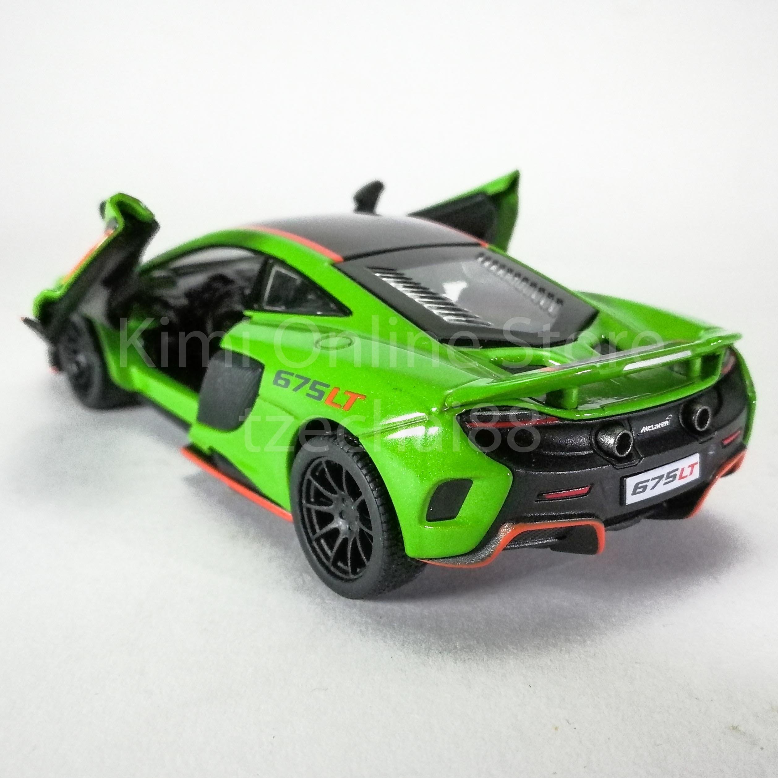 McLaren 675LT com estampas, verde com decalques - Kinsmart 5392DF